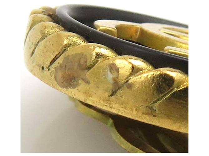 Orecchini a clip in metallo e plastica Chanel Coco Mark Nero D'oro - vista 9