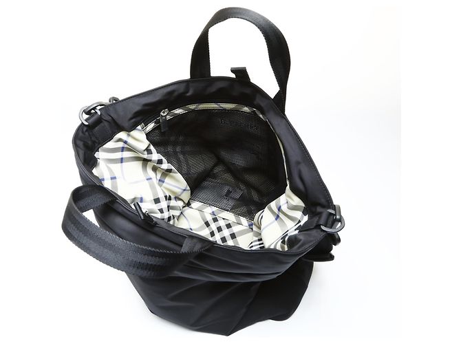 Burberry 2-Wege Nylon Shield Einkaufstasche Schwarz - Ansicht 11