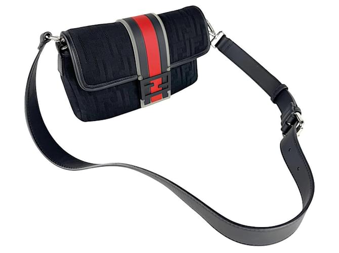 Borsa a secchiello da uomo Fendi Nero Rosso - vista 10