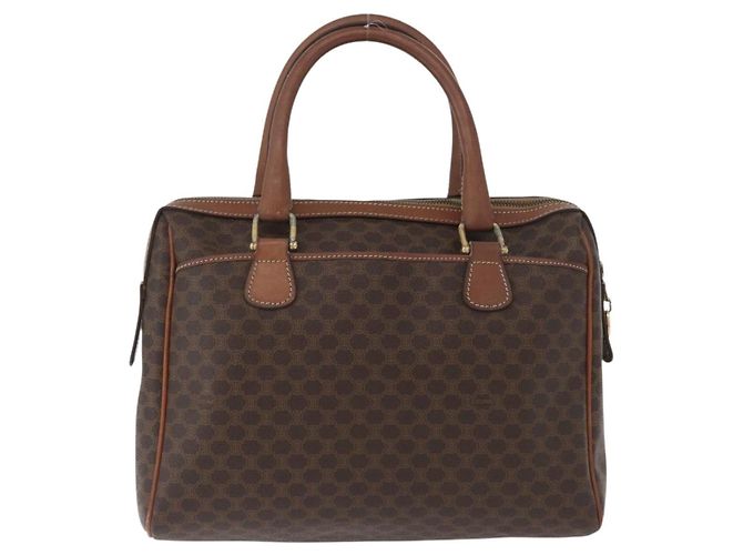 Céline Celine Vintage Macadam Canvas and Leather Marrone - vista 2