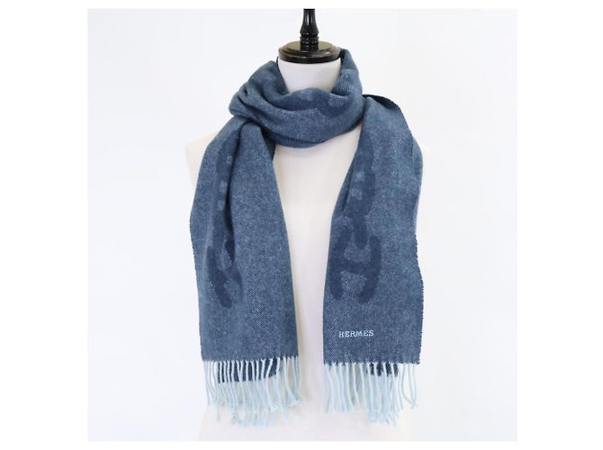 Stola in cashmere Crazy Chain da uomo di Hermès Blu - vista 7