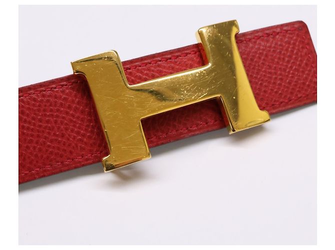 Hermès HERMES Mini Constance Reversible Belt Red Navy blue - view 5