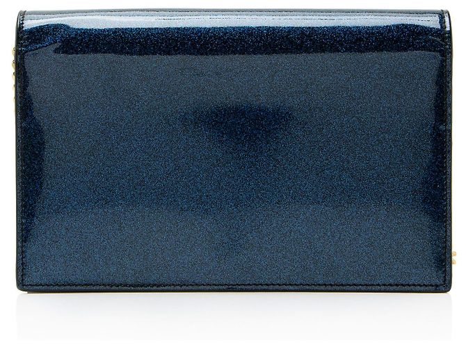 Cartera de cadena con borlas Monogram Kate de cuero charol brillante de Saint Laurent Azul - vista 3