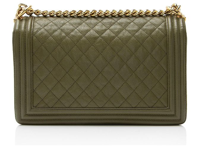 Borsa Boy New Medium in pelle caviar Chanel Verde - vista 3