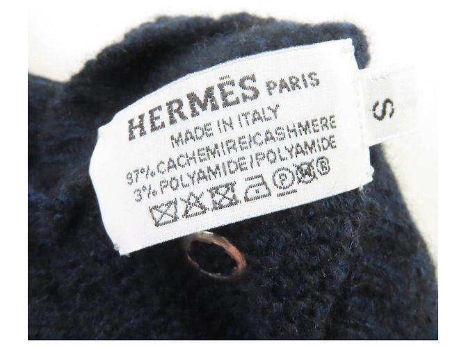 Hermès Häkelhandschuhe aus Kaschmir mit Metall von Hermes Blau Marineblau - Ansicht 8
