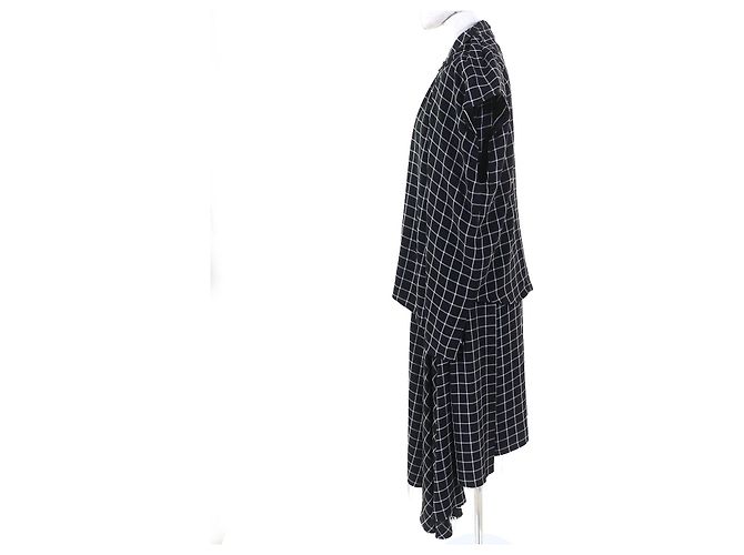 Balenciaga asymmetrisches Kleid mit Karomuster Schwarz Weiß - Ansicht 2