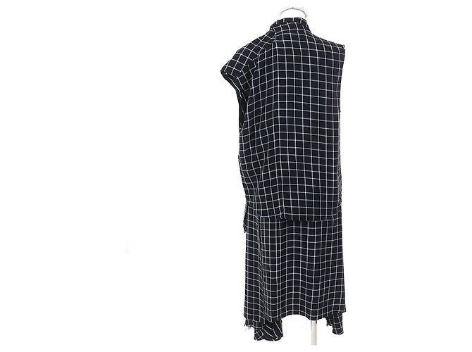 Balenciaga asymmetrisches Kleid mit Karomuster Schwarz Weiß - Ansicht 3