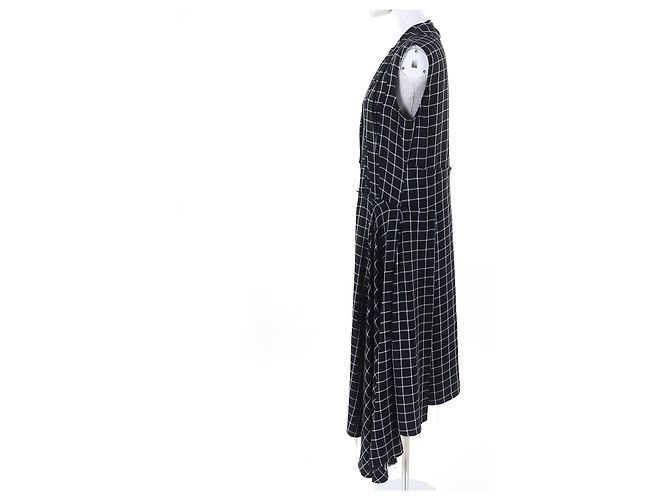 Balenciaga asymmetrisches Kleid mit Karomuster Schwarz Weiß - Ansicht 6