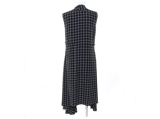 Balenciaga asymmetrisches Kleid mit Karomuster Schwarz Weiß - Ansicht 7