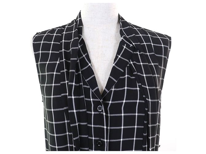 Balenciaga asymmetrisches Kleid mit Karomuster Schwarz Weiß - Ansicht 8