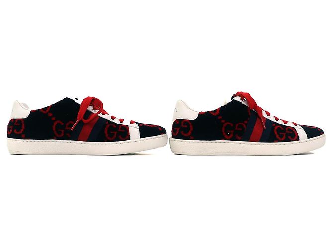 Gucci Low-Cut-Sneaker aus Frottee mit GG-Muster Schwarz Weiß - Ansicht 3