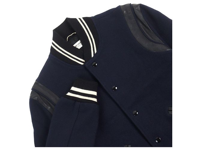 Yves Saint Laurent Chaqueta Teddy con detalles de cuero de Saint Laurent Paris Eddie Azul Azul marino - vista 2