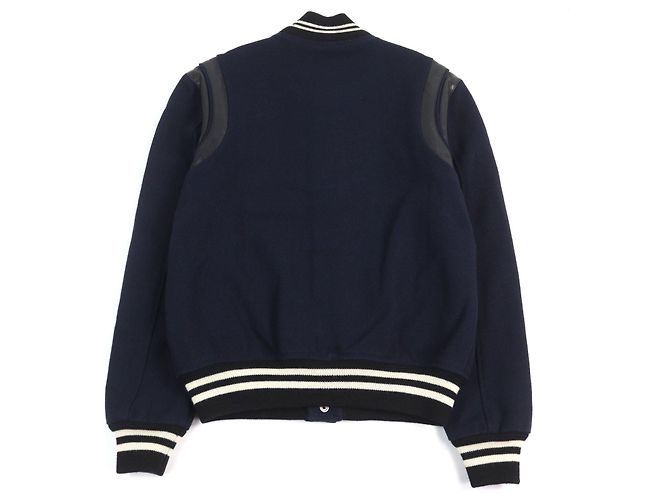 Yves Saint Laurent Chaqueta Teddy con detalles de cuero de Saint Laurent Paris Eddie Azul Azul marino - vista 4