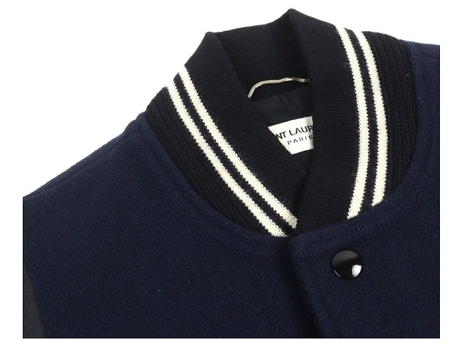 Yves Saint Laurent Chaqueta Teddy con detalles de cuero de Saint Laurent Paris Eddie Azul Azul marino - vista 6