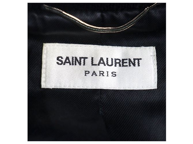 Yves Saint Laurent Chaqueta Teddy con detalles de cuero de Saint Laurent Paris Eddie Azul Azul marino - vista 8