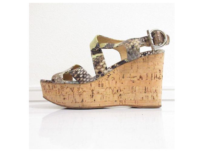 Python Wedge Sandalen von Salvatore Ferragamo Grün - Ansicht 2