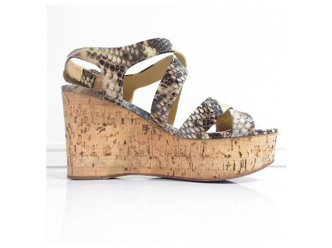 Python Wedge Sandalen von Salvatore Ferragamo Grün - Ansicht 3