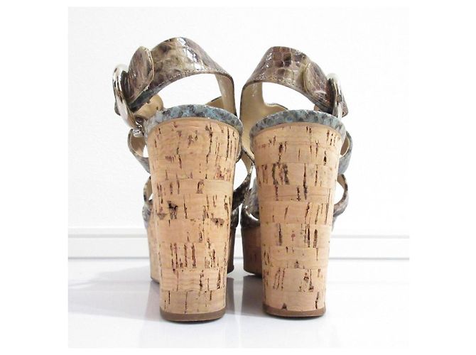 Python Wedge Sandalen von Salvatore Ferragamo Grün - Ansicht 4