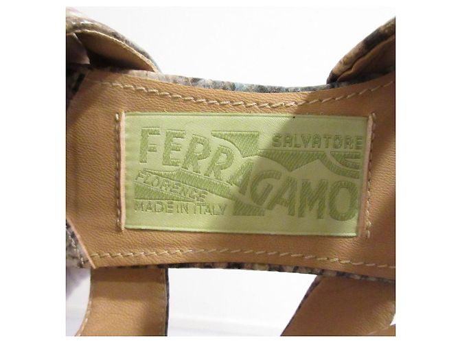 Python Wedge Sandalen von Salvatore Ferragamo Grün - Ansicht 7