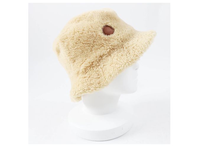 Cappello a secchiello in pelle di pecora Fove di Hermès Beige - vista 2