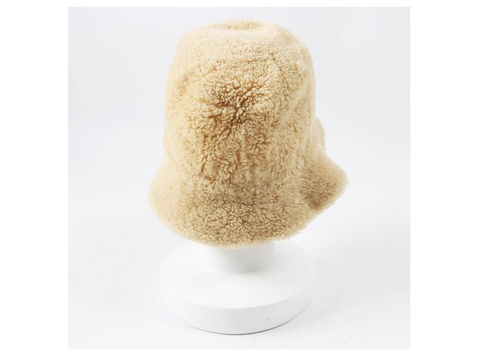 Cappello a secchiello in pelle di pecora Fove di Hermès Beige - vista 3