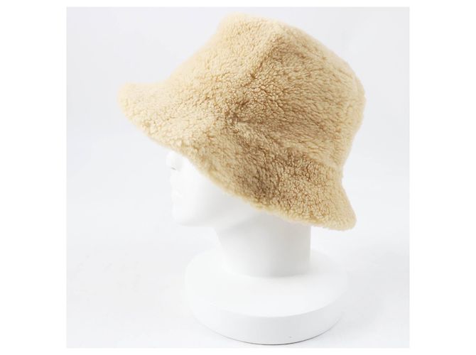 Cappello a secchiello in pelle di pecora Fove di Hermès Beige - vista 4