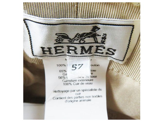 Cappello a secchiello in pelle di pecora Fove di Hermès Beige - vista 8