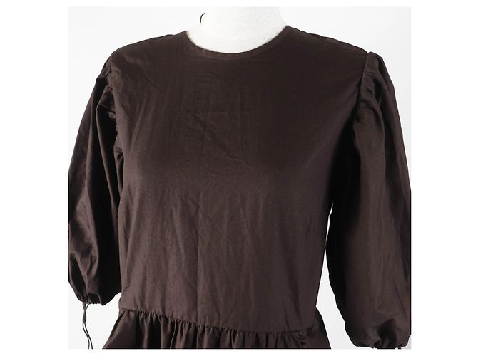 Autre Marque Robe à manches bouffantes en coton Cecilie Bahnsen Bronze Marron foncé - vue 2