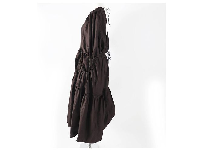 Autre Marque Robe à manches bouffantes en coton Cecilie Bahnsen Bronze Marron foncé - vue 3