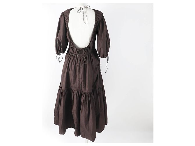 Autre Marque Robe à manches bouffantes en coton Cecilie Bahnsen Bronze Marron foncé - vue 4
