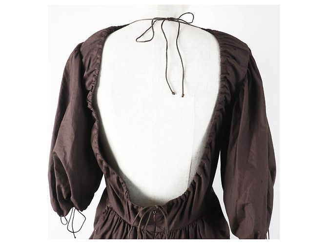 Autre Marque Robe à manches bouffantes en coton Cecilie Bahnsen Bronze Marron foncé - vue 5