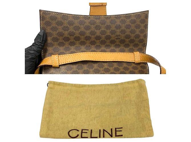 Céline Borsa a tracolla Celine Macadam Triomphe in pelle Marrone Bronzo - vista 10