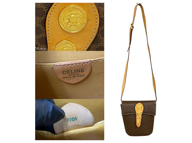 Céline Borsa a tracolla Celine Macadam Triomphe in pelle Marrone Bronzo - vista 4