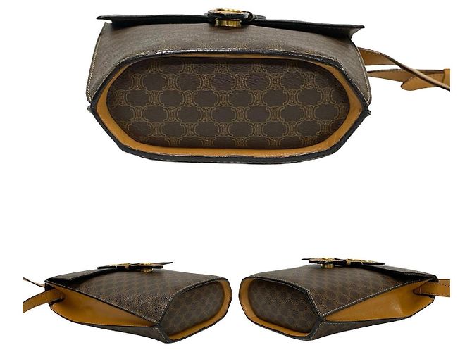 Céline Borsa a tracolla Celine Macadam Triomphe in pelle Marrone Bronzo - vista 7
