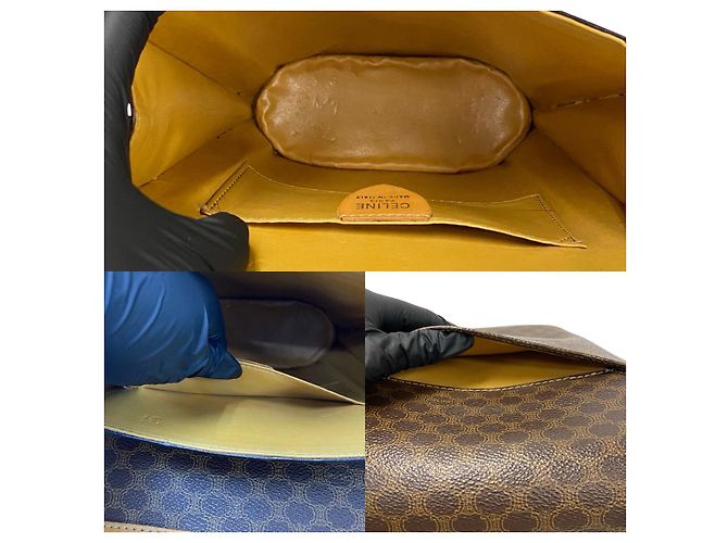 Céline Borsa a tracolla Celine Macadam Triomphe in pelle Marrone Bronzo - vista 9