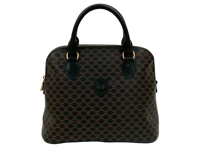 Triomphe Céline Borsa a mano Celine Macadam Trionf Leather Marrone Nero - vista 2