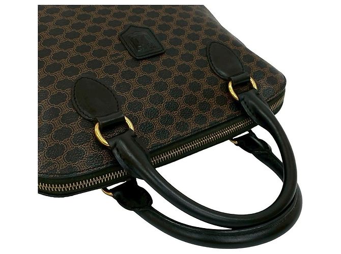 Triomphe Céline Borsa a mano Celine Macadam Trionf Leather Marrone Nero - vista 5