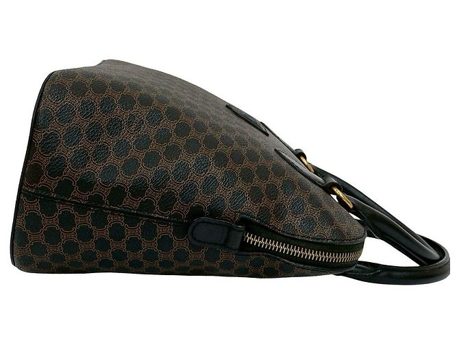 Triomphe Céline Borsa a mano Celine Macadam Trionf Leather Marrone Nero - vista 7