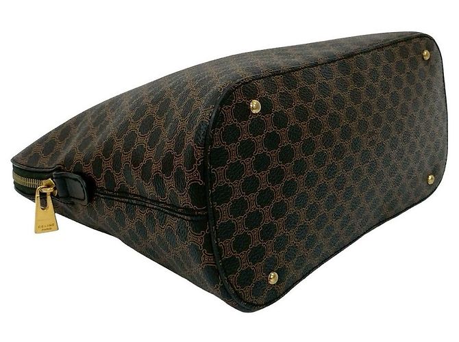 Triomphe Céline Borsa a mano Celine Macadam Trionf Leather Marrone Nero - vista 8