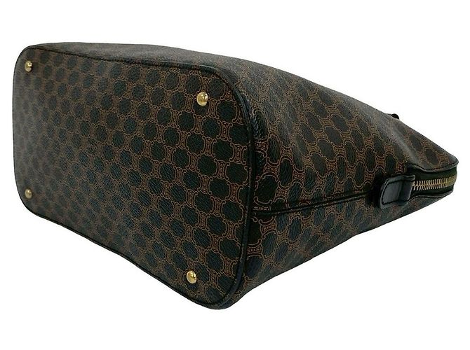 Triomphe Céline Borsa a mano Celine Macadam Trionf Leather Marrone Nero - vista 9
