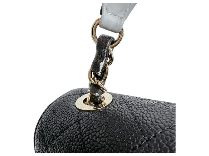 Borsa a spalla in pelle di vitello grana nera Chanel Nero - vista 12