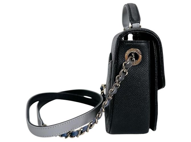 Borsa a spalla in pelle di vitello grana nera Chanel Nero - vista 3