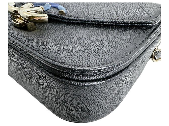 Borsa a spalla in pelle di vitello grana nera Chanel Nero - vista 5