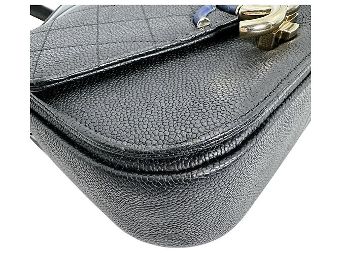 Borsa a spalla in pelle di vitello grana nera Chanel Nero - vista 6