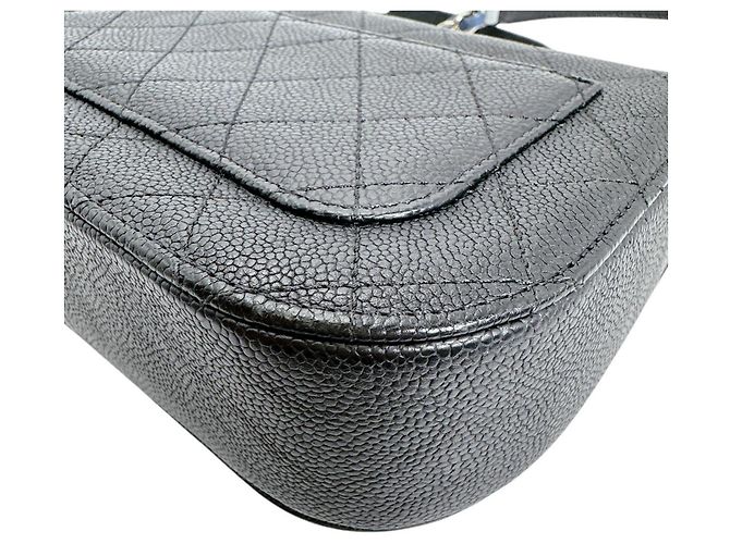 Borsa a spalla in pelle di vitello grana nera Chanel Nero - vista 7