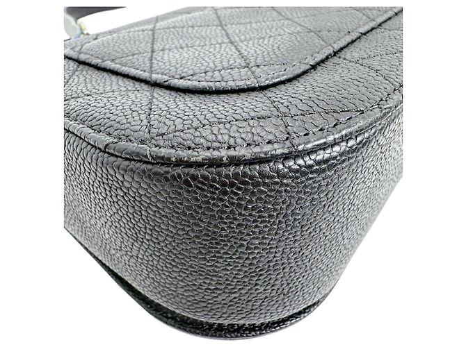 Borsa a spalla in pelle di vitello grana nera Chanel Nero - vista 8