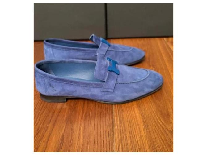 Mocasines de ante Hermès Paris Azul - vista 2