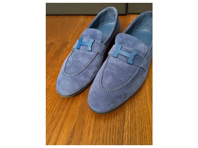 Mocasines de ante Hermès Paris Azul - vista 3