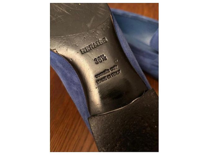 Mocasines de ante Hermès Paris Azul - vista 4