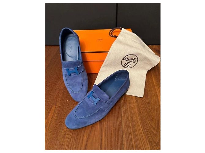 Mocasines de ante Hermès Paris Azul - vista 7
